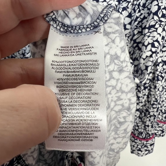 Lauren Ralph Lauren Shirt Womens XL Navy White Floral Sleep Nightshirt Pajama - Picture 7 of 11